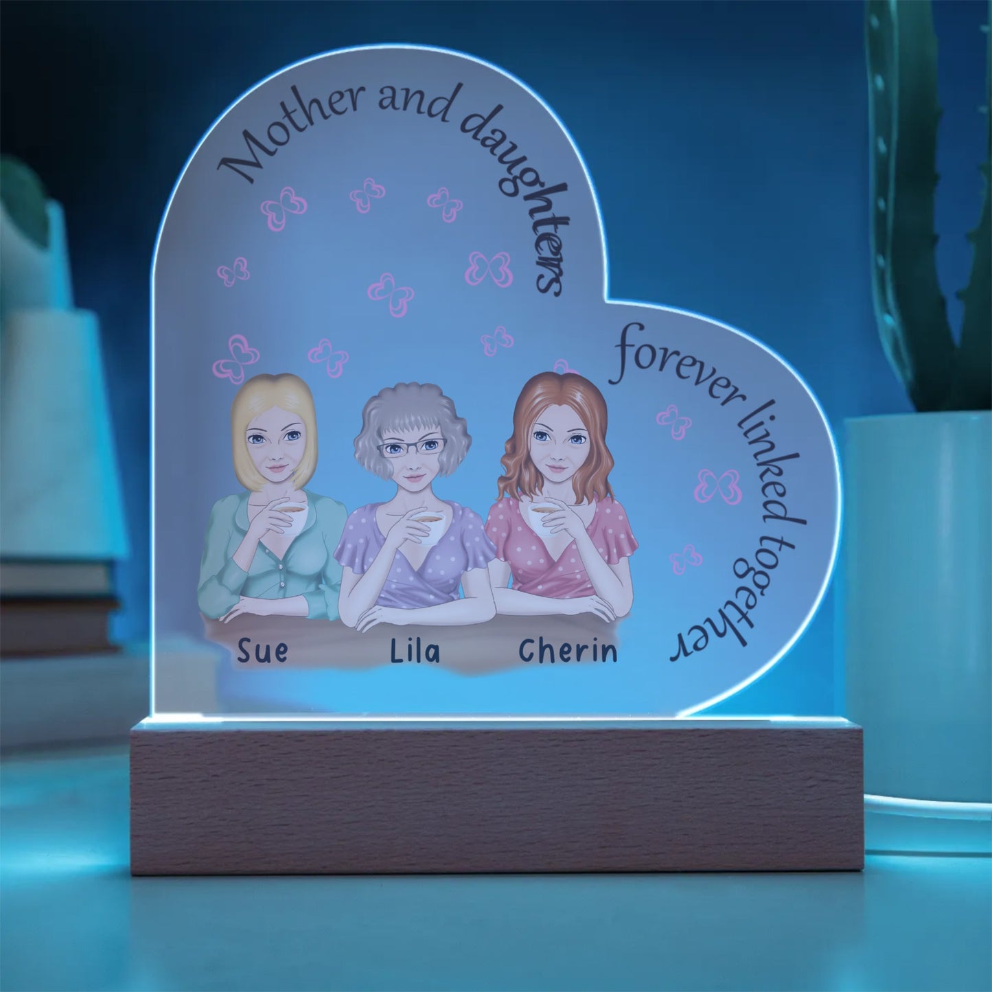 Acrylic Heart Plaque Mother and Daughter