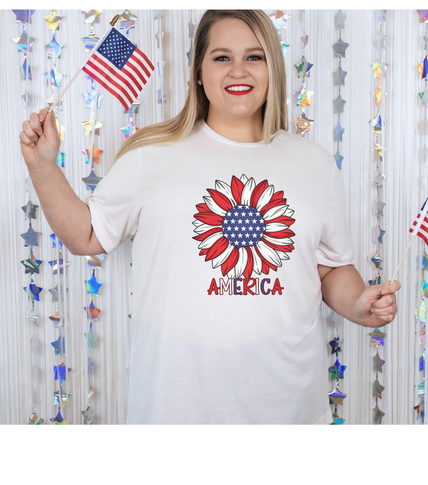 America Sunflower Shirt, USA Flag Flower T Shirt, Gift For American, 4th Of July Flag Graphic T-Shirt, Freedom TShirt, Independence Shirt